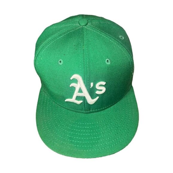 New Era Men’s 8 Oakland A’s Fitted Hat Green MLB Fan Apparel - Picture 2 of 6